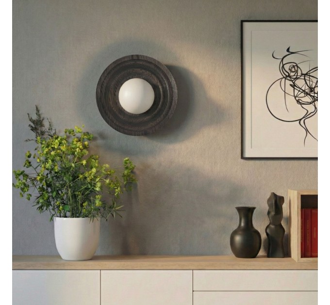 Светильник из ясеня Орбит 28 см Black Бра лофт на стену 