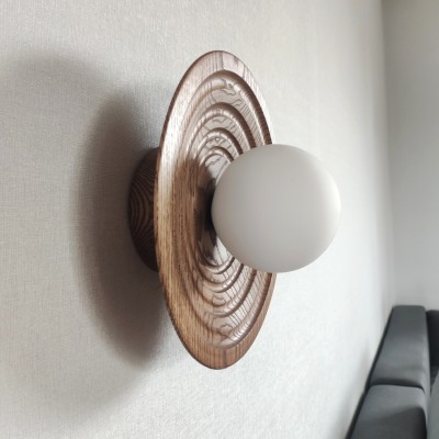Світильник з ясеня Орбіт 28 см Walnut Бра лофт на стіну Стельовий
